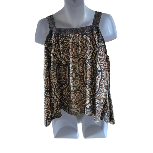 BCBGMaxAzria Brown Patterned Off-Shoulder Blouse - Picture 7 of 12